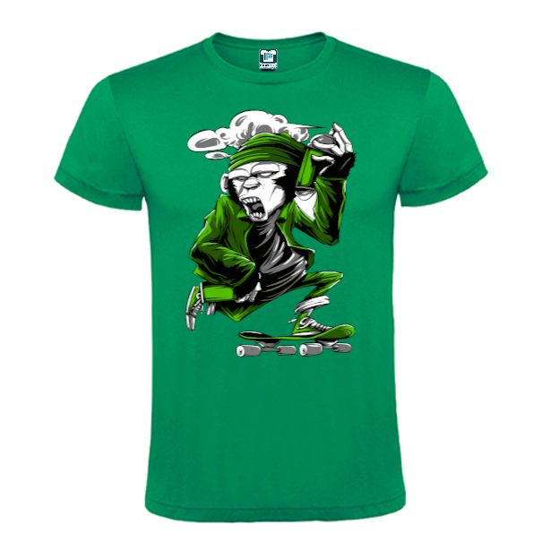 Tricou bărbați - Maimuța în verde pe skateboard - Roșu