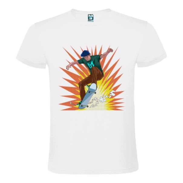 Tricou bărbați - Skateboarder - Alb