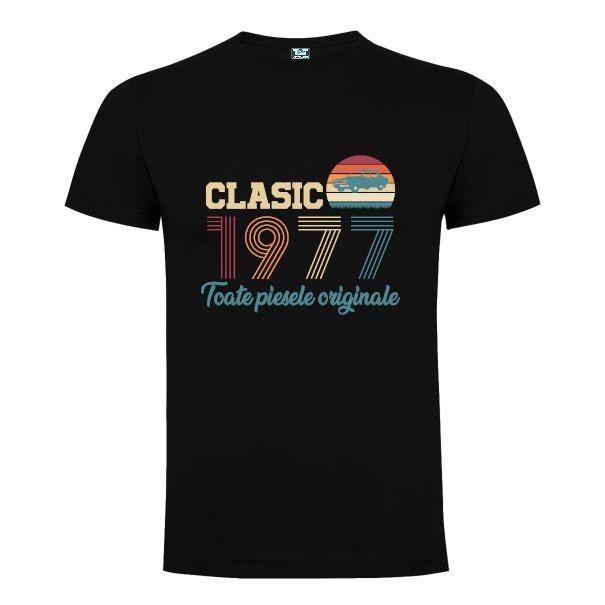 Tricou din bumbac de bărbat - Clasic 1977 - un excelent articol de purtat la o aniversare sau de dăruit la o zi de naștere. Tricou bărbați - Clasic 1977