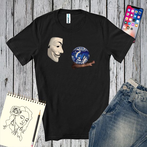 Tricou bărbați - Anonim pentru planetă - pentru ci care cred că lumea poate fi schimbată prin acțiuni individuale care să clatine un sistem corupt. Tricou bărbați - Anonim pentru planetă