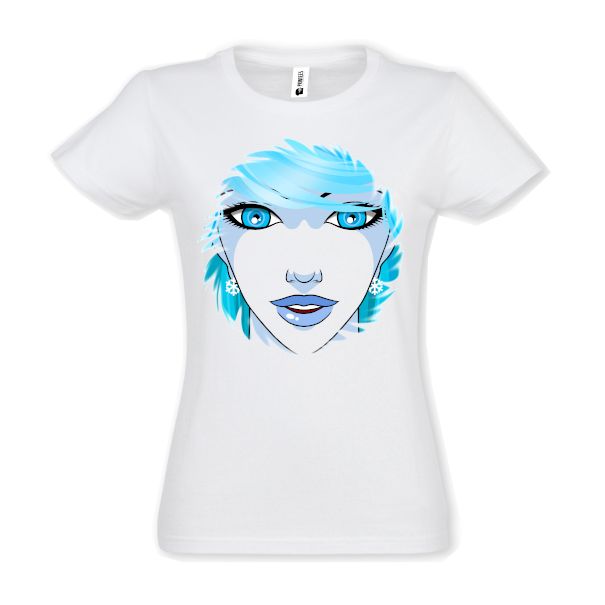 Tricou alb - Fată cu părul albastru