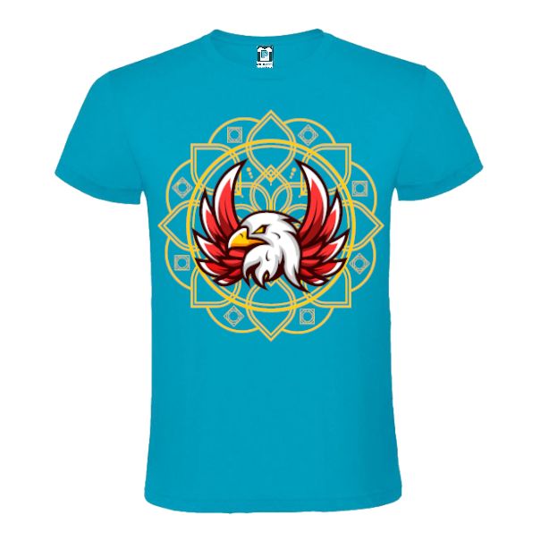 Tricou din bumbac pentru bărbați - Red Wings Eagle - imprimat cu imaginea unui vultur alături de simboluri străvechi Tricou bărbați - Red Wings Eagle