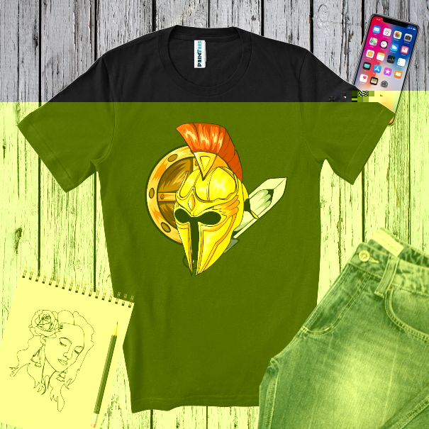 Tricou bărbați - Spartan cu scut și sabie