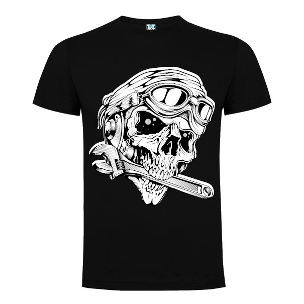 Mecanici de motociclete sunt o specie rară de oameni cu o pasiune care trece dincolo de viață, pentru ei avem un tricou bărbați cu un craniu care mușcă din cheie Tricou bărbați - Craniu de mecanic