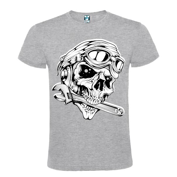 Mecanici de motociclete sunt o specie rară de oameni cu o pasiune care trece dincolo de viață, pentru ei avem un tricou bărbați cu un craniu care mușcă din cheie Tricou bărbați - Craniu de mecanic
