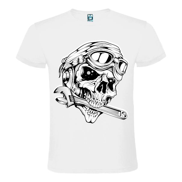Mecanici de motociclete sunt o specie rară de oameni cu o pasiune care trece dincolo de viață, pentru ei avem un tricou bărbați cu un craniu care mușcă din cheie Tricou bărbați - Craniu de mecanic