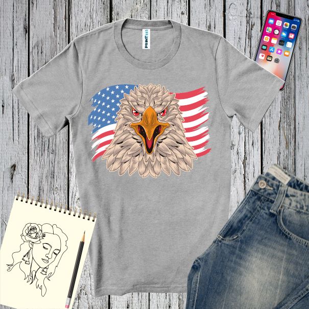 Tricou bărbați - Vultur cu drapel american