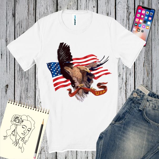 Tricou bărbați - Acvila americană în zbor