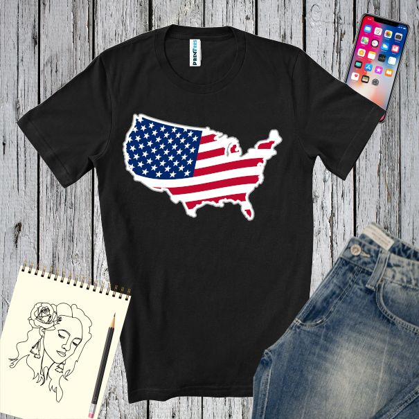 Tricou bărbați - Uncle Sam Map