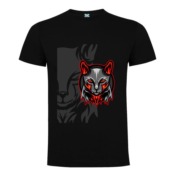 Tricou regular din bumbac pentru bărbați imprimat cu o pisică mistică alături de simboluri geometrice Tricou bărbați - Pisică mistică