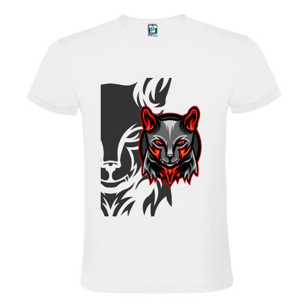 Tricou regular din bumbac pentru bărbați imprimat cu o pisică mistică alături de simboluri geometrice Tricou bărbați - Pisică mistică