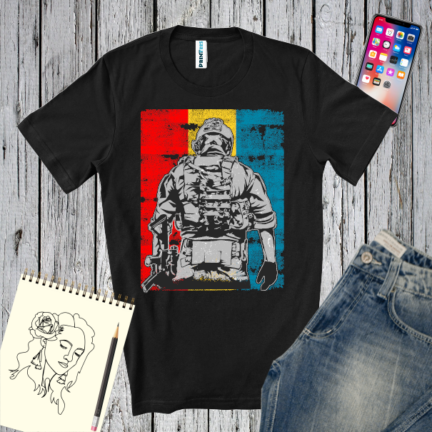Tricou bărbați - Soldat la drapel