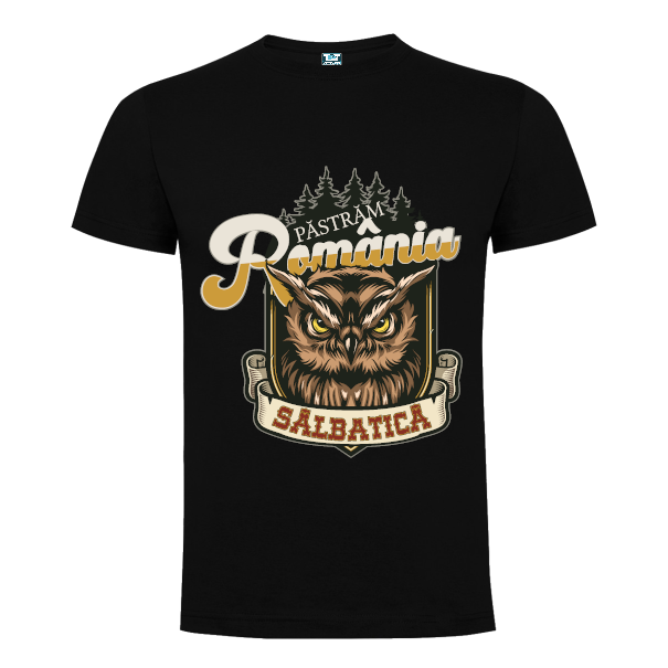 Tricou regular din bumbac pentru bărbați pentru cei care țin la natura sălbatică a țării cu mesajul: Păstrăm România sălbatică! Tricou bărbați - Păstrăm România sălbatică