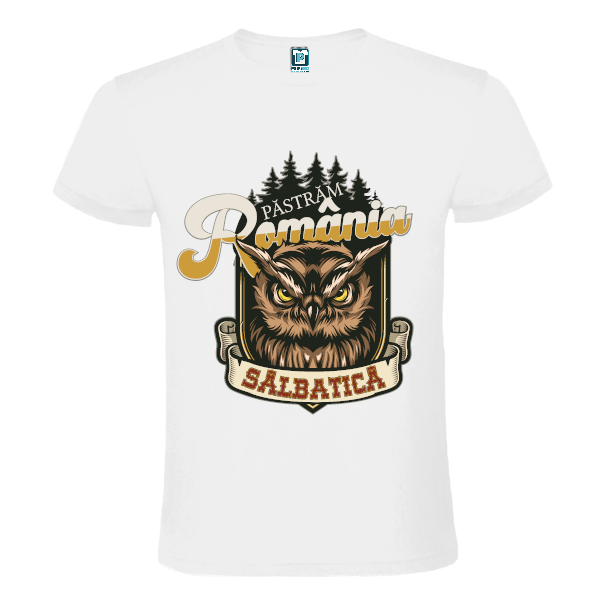 Tricou regular din bumbac pentru bărbați pentru cei care țin la natura sălbatică a țării cu mesajul: Păstrăm România sălbatică! Tricou bărbați - Păstrăm România sălbatică