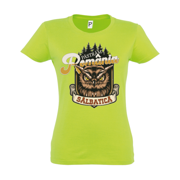 Tricou de damă din bumbac pentru cei care țin la natura sălbatică a țării cu mesajul: Păstrăm România sălbatică! Tricou damă - Păstrăm România sălbatică!