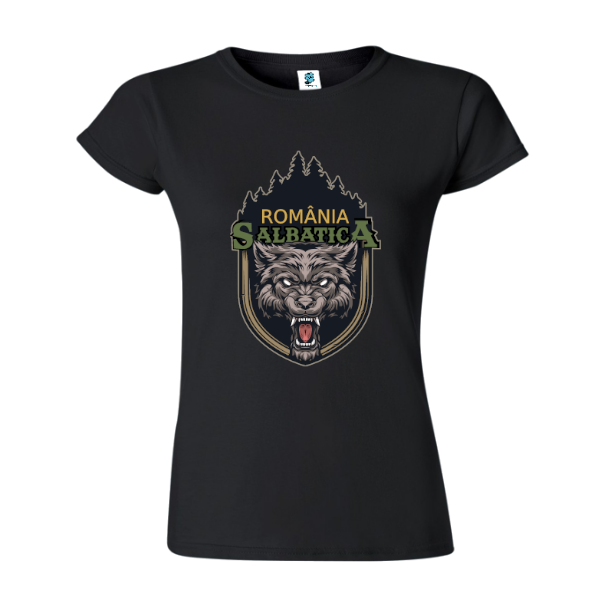Tricou de damă din bumbac pentru cei care țin la natura sălbatică a țării cu mesajul: România sălbatică! Tricou damă - România sălbatică!
