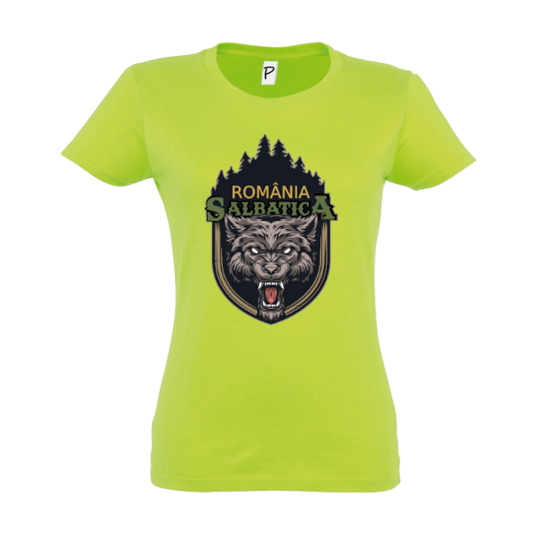 Tricou de damă din bumbac pentru cei care țin la natura sălbatică a țării cu mesajul: România sălbatică! Tricou damă - România sălbatică!