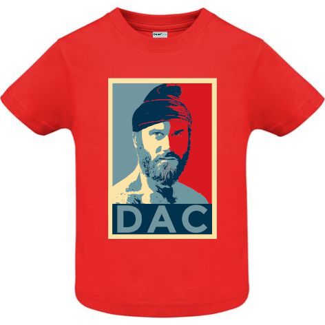Tricou din bumbac pentru copii imprimat cu grafică inspirată din lucrarea lui Shepard Fairey, Obama „Hope” poster dar cu o imagine și un mesaj diferit „DAC” Tricou copii - Dac Hope