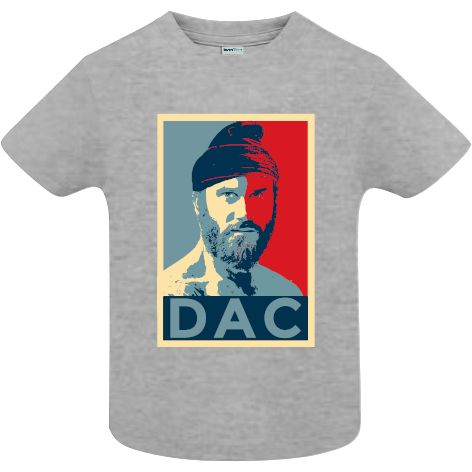 Tricou din bumbac pentru copii imprimat cu grafică inspirată din lucrarea lui Shepard Fairey, Obama „Hope” poster dar cu o imagine și un mesaj diferit „DAC” Tricou copii - Dac Hope