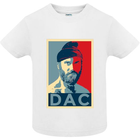Tricou din bumbac pentru copii imprimat cu grafică inspirată din lucrarea lui Shepard Fairey, Obama „Hope” poster dar cu o imagine și un mesaj diferit „DAC” Tricou copii - Dac Hope