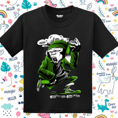 Tricou pentru copii imprimat - Green Monkey Skateboard Tricou copii - Green Monkey Skateboard