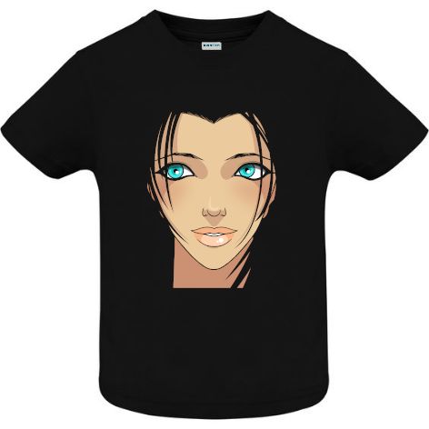 Tricou din bumbac pentru copii imprimat cu grafică reprezentând un portret de fată cu ochii verzi Tricou copii - Fata cu ochi verzi