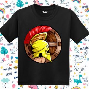 Tricou copii - Spartan cu casca galbenă