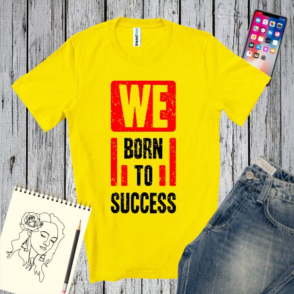 Dacă ești născut să ai succes, un tricou de bărbați cu mesajul „We born to succes” te va motiva să nu te dai niciodată bătut. Tricou bărbați - Born to succes