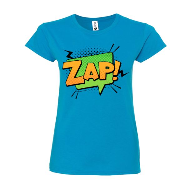 Tricou damă - Comic Zap, 100% bumbac imprimat digital cu o exclamație desprinsă din benzile desenate Tricou damă - Comic Zap