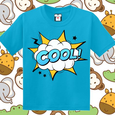 Tricou copii - Comic Cool, 100% bumbac imprimat digital cu o exclamație desprinsă din benzile desenate Tricou copii - Comic Cool