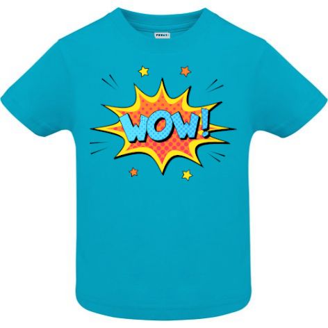 Tricou copii - Comic Wow!, 100% bumbac diverse culori, imprimat digital cu o exclamație desprinsă din benzile desenate. Tricou copii - Comic Wow!