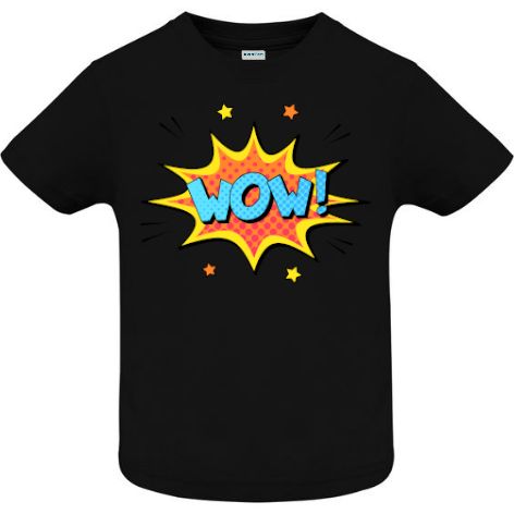 Tricou copii - Comic Wow!, 100% bumbac diverse culori, imprimat digital cu o exclamație desprinsă din benzile desenate. Tricou copii - Comic Wow!