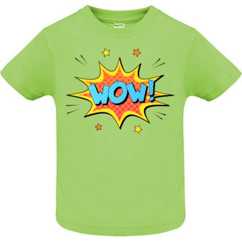 Tricou copii - Comic Wow!, 100% bumbac diverse culori, imprimat digital cu o exclamație desprinsă din benzile desenate. Tricou copii - Comic Wow!