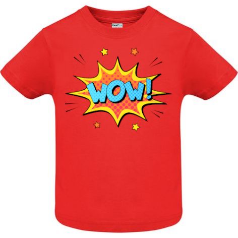 Tricou copii - Comic Wow!, 100% bumbac diverse culori, imprimat digital cu o exclamație desprinsă din benzile desenate. Tricou copii - Comic Wow!