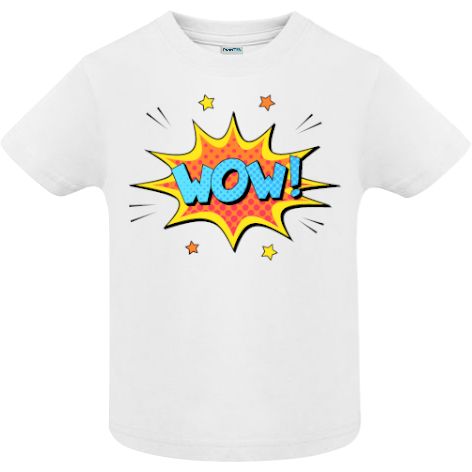 Tricou copii - Comic Wow!, 100% bumbac diverse culori, imprimat digital cu o exclamație desprinsă din benzile desenate. Tricou copii - Comic Wow!