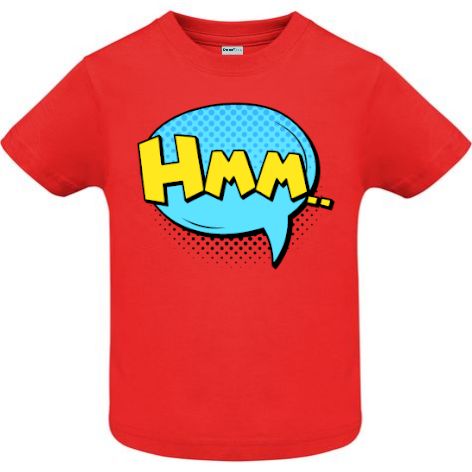 Tricou copii - Comic Hmm, 100% bumbac diverse culori, imprimat digital cu o exclamație desprinsă din benzile desenate. Tricou copii - Comic Hmm