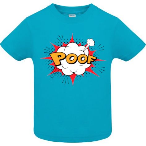 Tricou copii - Comic Poof, 100% bumbac diverse culori, imprimat digital cu o exclamație desprinsă din benzile desenate. Tricou copii - Comic Poof