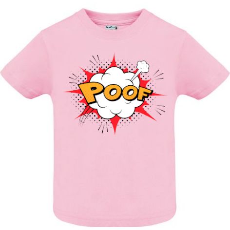 Tricou copii - Comic Poof, 100% bumbac diverse culori, imprimat digital cu o exclamație desprinsă din benzile desenate. Tricou copii - Comic Poof