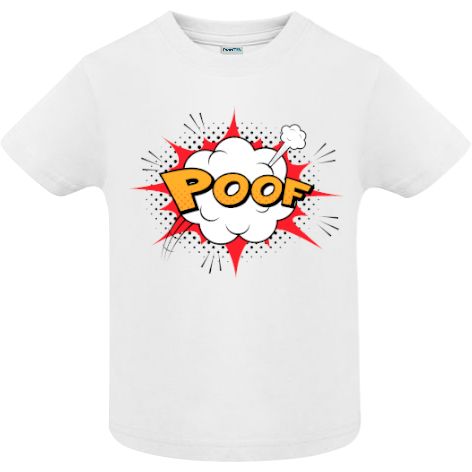 Tricou copii - Comic Poof, 100% bumbac diverse culori, imprimat digital cu o exclamație desprinsă din benzile desenate. Tricou copii - Comic Poof