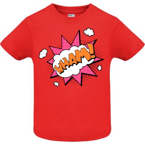 Tricou copii - Comic WHAM!, 100% bumbac diverse culori, imprimat digital cu o exclamație desprinsă din benzile desenate. Tricou copii - Comic WHAM!