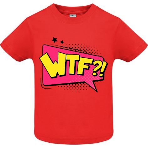 Tricou copii - Comic WTF?!, 100% bumbac diverse culori, imprimat digital cu o exclamație desprinsă din benzile desenate. Tricou copii - Comic WTF?!