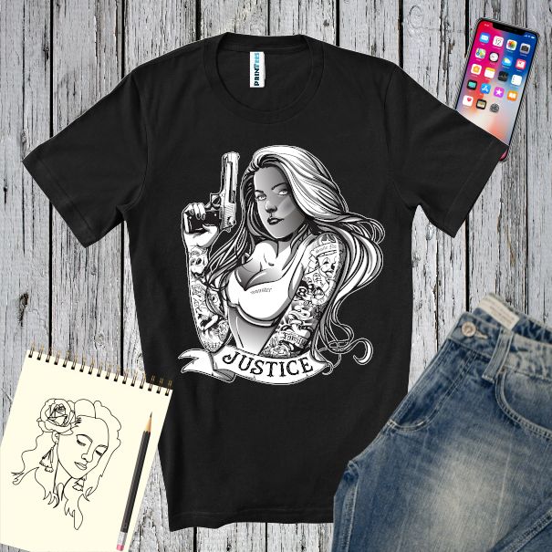 Tricou bărbat - Justice Gangsta Girl