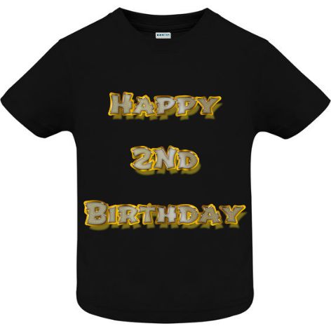 Dacă mergi la petrecerea unui prieten care împlinește 2 ani, surprinde pe toată lumea purtând un tricou pentru copii cu mesajul: Happy 2nd Birthday! Tricou copii - Happy 2nd Birthday