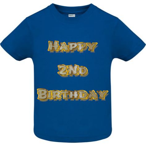 Dacă mergi la petrecerea unui prieten care împlinește 2 ani, surprinde pe toată lumea purtând un tricou pentru copii cu mesajul: Happy 2nd Birthday! Tricou copii - Happy 2nd Birthday