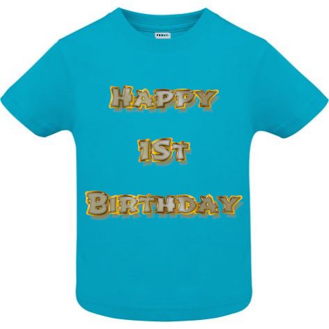 Dacă mergi la petrecerea unui prieten care împlinește 1 an, surprinde pe toată lumea purtând un tricou pentru copii cu mesajul: Happy 1st Birthday! Tricou copii - Happy 1st Birthday