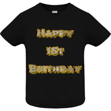 Dacă mergi la petrecerea unui prieten care împlinește 1 an, surprinde pe toată lumea purtând un tricou pentru copii cu mesajul: Happy 1st Birthday! Tricou copii - Happy 1st Birthday
