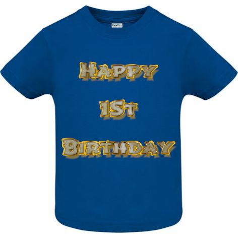 Dacă mergi la petrecerea unui prieten care împlinește 1 an, surprinde pe toată lumea purtând un tricou pentru copii cu mesajul: Happy 1st Birthday! Tricou copii - Happy 1st Birthday