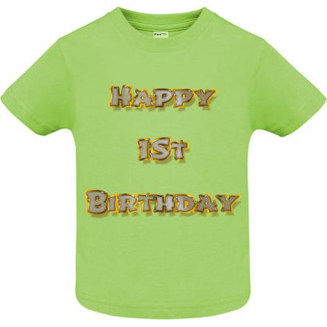 Dacă mergi la petrecerea unui prieten care împlinește 1 an, surprinde pe toată lumea purtând un tricou pentru copii cu mesajul: Happy 1st Birthday! Tricou copii - Happy 1st Birthday