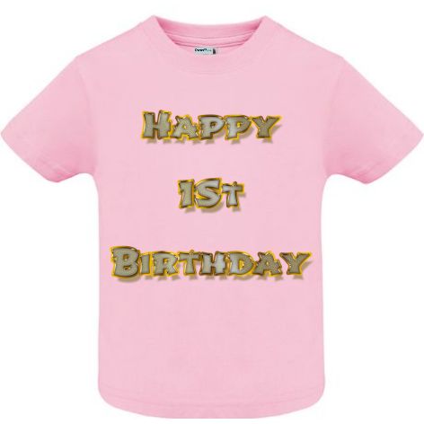 Dacă mergi la petrecerea unui prieten care împlinește 1 an, surprinde pe toată lumea purtând un tricou pentru copii cu mesajul: Happy 1st Birthday! Tricou copii - Happy 1st Birthday