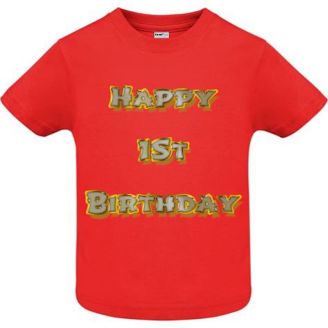 Dacă mergi la petrecerea unui prieten care împlinește 1 an, surprinde pe toată lumea purtând un tricou pentru copii cu mesajul: Happy 1st Birthday! Tricou copii - Happy 1st Birthday